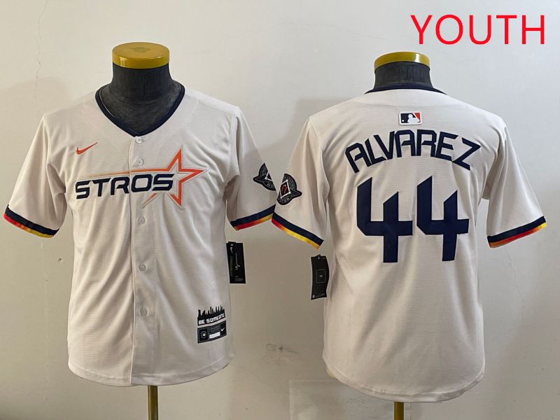 Youth Houston Astros #44 Alvarez Cream Three generations Joint Name 2025 Nike MLB Jersey style 411